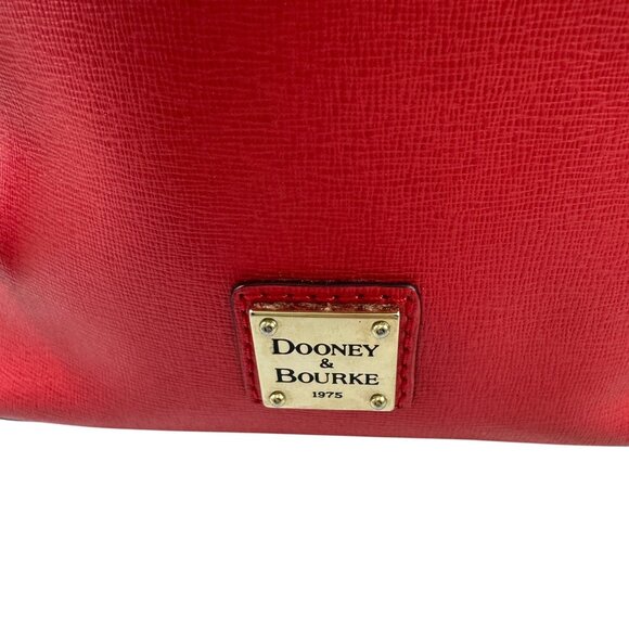 Dooney & Bourke Gretta Drawstring Bag Purse Red Coated Water Repellent Canvas - Picture 3 of 10